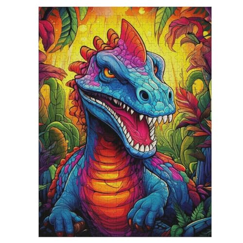 Dinosaurier 500 Teile Puzzle Für Erwachsene, Herausforderung Puzzles - Familienpuzzle Verringerter Druck Schwieriges Puzzle Rahmen Holzpuzzle Für Erwachsene Kinder 12+ （55×41cm） von AAPZY