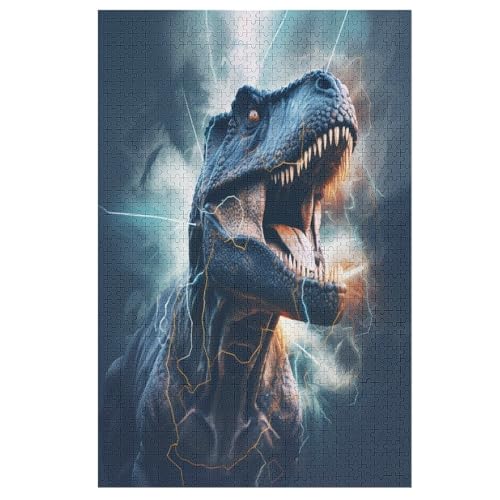 Dinosaurier Holzpuzzle 1000 Stück Puzzles Für Erwachsene Teenager Stress Abbauen Familien-Puzzlespiel Poster 1000-teiliges Puzzle Kinder Lernspiel Spielzeug Geschenk 78×53cm von AAPZY