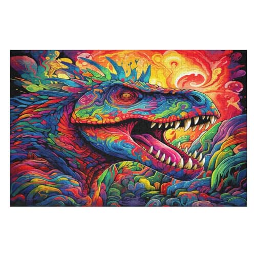 Dinosaurier Puzzle Für Erwachsene 1000 Teile Premium 100% Recyceltes Brett Zum Lernen, Lernspielzeug, Familienspiele Kinder Holzpuzzle （75×50cm） von AAPZY