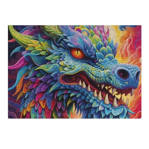 Drache,300 Teile,Holzpuzzle,einzigartiges Puzzle,kreatives Puzzle,Geschenk Für Erwachsene,Familienspiel,Herausforderungsaktivität,（40×28cm） von AAPZY