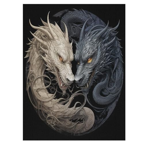 Drache,500 Teile,Holzpuzzle,einzigartiges Puzzle,kreatives Puzzle,Geschenk Für Erwachsene,Familienspiel,Herausforderungsaktivität,（55×41cm） von AAPZY