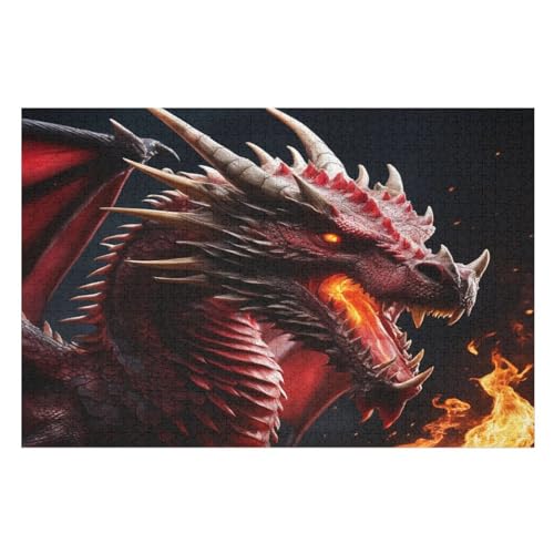 Drache 1000 Teile Puzzle, Holzpuzzle, Puzzles Für Erwachsene Kinder, 1000 Teile Puzzle Für Jugendliche & Erwachsene Lernspiel Herausforderungsspielzeug （75×50cm） von AAPZY