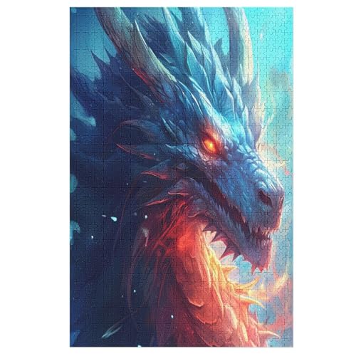 Drache 1000 Teile Puzzle, Holzpuzzle, Puzzles Für Erwachsene Kinder, 1000 Teile Puzzle Für Jugendliche & Erwachsene Lernspiel Herausforderungsspielzeug 78×53cm von AAPZY