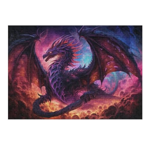 Drache Holzpuzzle 300 Teile, Knobelspiele Für Erwachsene, Teenager, Puzzles Unmögliche - Kinder Puzzle Zimmer Deko （40×28cm） von AAPZY