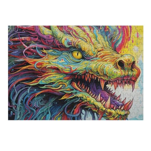 Drache Holzpuzzle 300 Teile, Knobelspiele Für Erwachsene, Teenager, Puzzles Unmögliche - Kinder Puzzle Zimmer Deko （40×28cm） von AAPZY