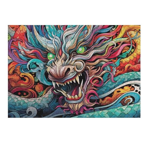 Drache Holzpuzzle 300 Teile,Puzzles Für Erwachsene, Impossible Puzzle, Geschicklichkeitsspiel Für Die Ganze Familie,Home Dekoration Puzzle, Puzzle Kinder Legespiel （40×28cm） von AAPZY