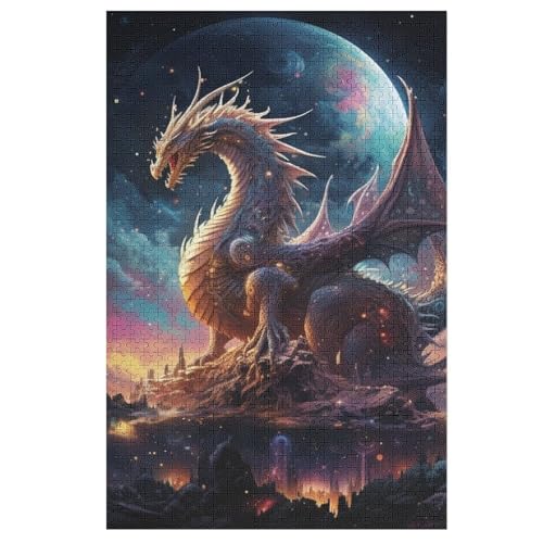 Drache Puzzle 1000 Teile,Puzzles Für Erwachsene, Impossible Puzzle, Geschicklichkeitsspiel Für Die Ganze Familie, Puzzle Kinder,Holzpuzzle-Geschenk,Raumdekoration, 78×53cm von AAPZY