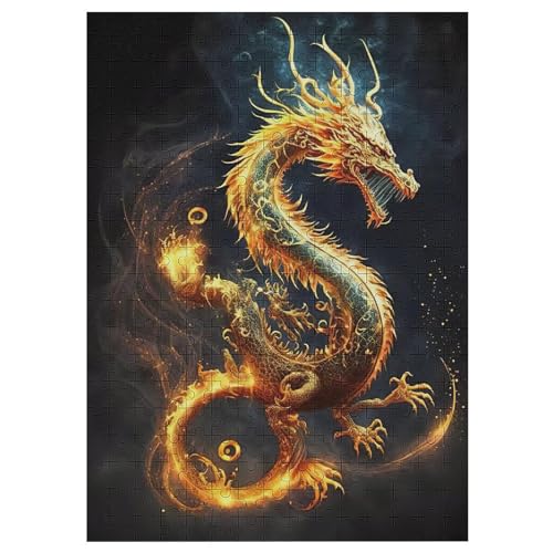 Drache Puzzle 300 Teile, Holzpuzzle Für Erwachsene, Impossible Puzzle, Geschicklichkeitsspiel Für Die Ganze Familie, Puzzle Farbenfrohes Legespiel Kinder Puzzles 42×30cm von AAPZY