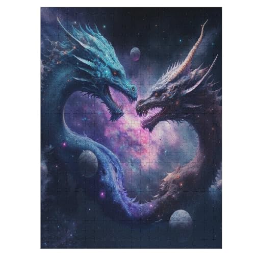 Drache Puzzle 500 Teile,Puzzles Für Erwachsene, Impossible Puzzle, Geschicklichkeitsspiel Für Die Ganze Familie, Puzzle Kinder,Holzpuzzle-Geschenk,Raumdekoration, （55×41cm） von AAPZY