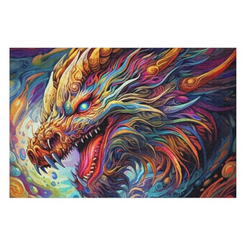 Drache Puzzle Für Erwachsene,1000-teiliges Puzzle,Puzzle Für Erwachsene Und Kinder,Holzpuzzle,Lernspielzeug, （75×50cm） von AAPZY