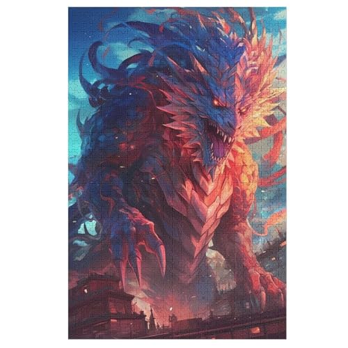 Drache Puzzle Für Erwachsene 1000 Teile Premium 100% Recyceltes Brett Zum Lernen, Lernspielzeug, Familienspiele Kinder Holzpuzzle 78×53cm von AAPZY