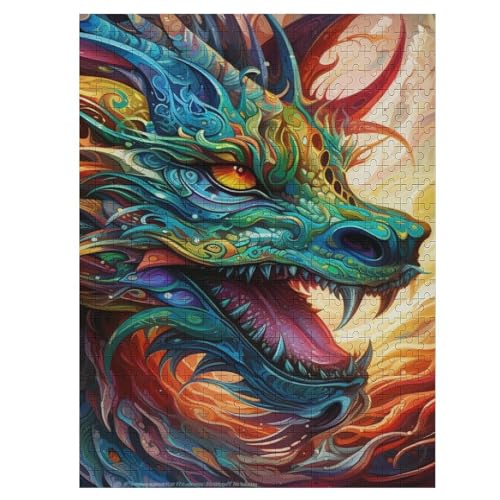 Drachen 500 Teile Puzzle Für Erwachsene, Herausforderung Puzzles - Familienpuzzle Verringerter Druck Schwieriges Puzzle Rahmen Holzpuzzle Für Erwachsene Kinder 12+ （55×41cm） von AAPZY