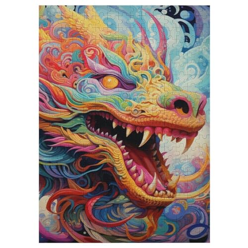 Drachen Holzpuzzle 300 Teile,Puzzles Für Erwachsene, Impossible Puzzle, Geschicklichkeitsspiel Für Die Ganze Familie,Home Dekoration Puzzle, Puzzle Kinder Legespiel 42×30cm von AAPZY