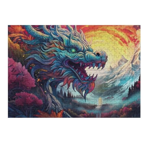 Drachen Holzpuzzle Erwachsene - 300 Teiliges Jigsaw Knobelspiel - Puzzle Für Erwachsene & Kinder - Outdoor & Reisespielzeug - Geduldspiel （40×28cm） von AAPZY