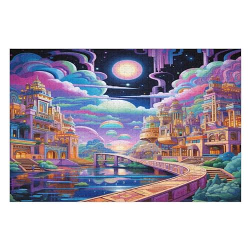 Dream Candy House Holzpuzzle Erwachsene - 1000 Teiliges Jigsaw Knobelspiel - Puzzle Für Erwachsene & Kinder - Outdoor & Reisespielzeug - Geduldspiel （75×50cm） von AAPZY