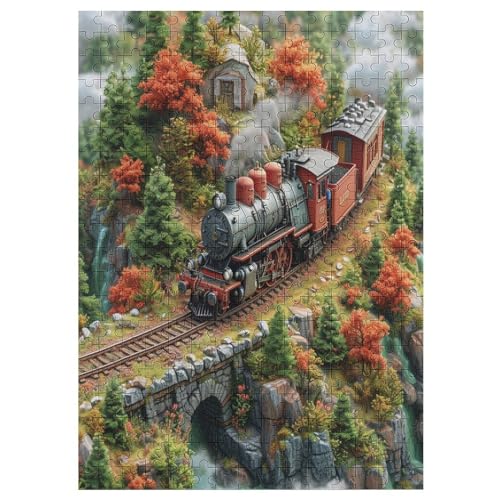 Dream Zug Holzpuzzle 300 Teile, Knobelspiele Für Erwachsene, Teenager, Puzzles Unmögliche - Kinder Puzzle Zimmer Deko 42×30cm von AAPZY