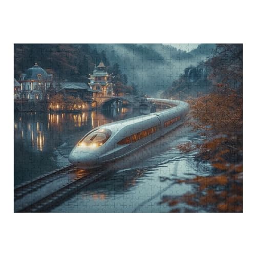 Dream Zug Holzpuzzle 500 Teile,Puzzles Für Erwachsene, Impossible Puzzle, Geschicklichkeitsspiel Für Die Ganze Familie,Home Dekoration Puzzle, Puzzle Kinder Legespiel （52×38cm） von AAPZY