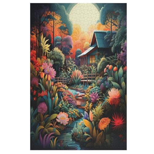 Dschungelhütte Holzpuzzle 1000 Teile, Knobelspiele Für Erwachsene, Teenager, Puzzles Unmögliche - Kinder Puzzle Zimmer Deko 78×53cm von AAPZY