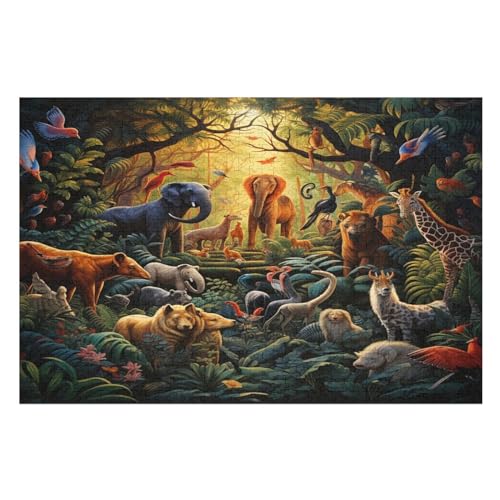 Dschungeltiere Holzpuzzle 1000 Teile, Knobelspiele Für Erwachsene, Teenager, Puzzles Unmögliche - Kinder Puzzle Zimmer Deko （75×50cm） von AAPZY