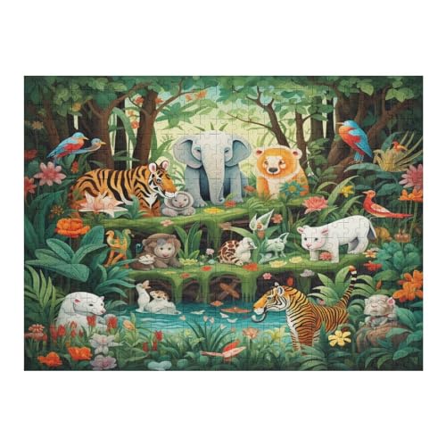 Dschungeltiere Puzzle Für Erwachsene,500-teiliges Puzzle,Puzzle Für Erwachsene Und Kinder,Holzpuzzle,Lernspielzeug, （52×38cm） von AAPZY