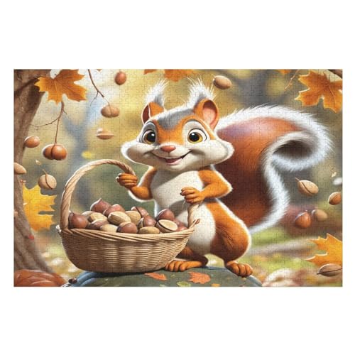 Eichhörnchen 1000 Teile Puzzles, Wood Craft, Hochwertiges Modernes Puzzle, DIY, Für Erwachsene Und Kinder Ab 12 Jahren Holz, Puzzle （75×50cm） von AAPZY