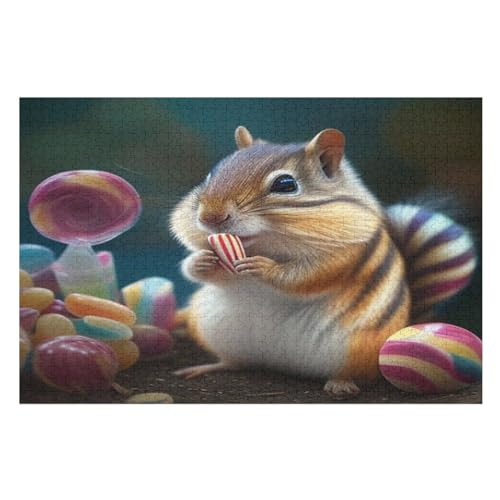 Eichhörnchen Holzpuzzle 1000 Teile, Knobelspiele Für Erwachsene, Teenager, Puzzles Unmögliche - Kinder Puzzle Zimmer Deko （75×50cm） von AAPZY