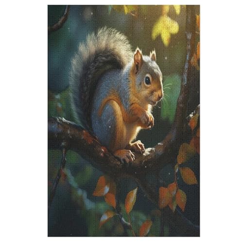 Eichhörnchen Holzpuzzle 1000 Teile, Knobelspiele Für Erwachsene, Teenager, Puzzles Unmögliche - Kinder Puzzle Zimmer Deko （78×53cm） von AAPZY