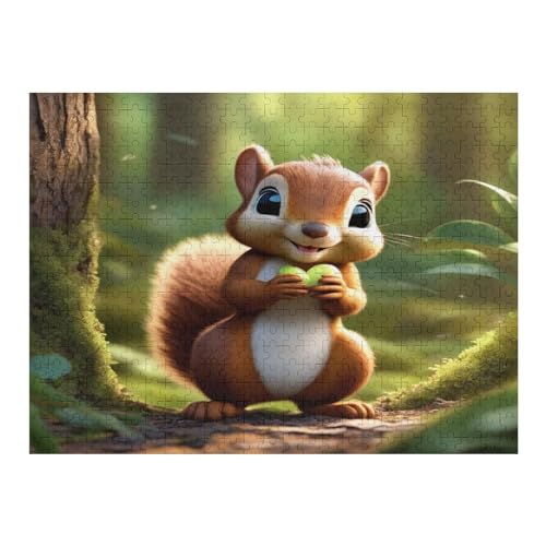 Eichhörnchen Puzzles 500 Teile Erwachsener Kniffel Spaß Für Die Ganze Familie - 500 Puzzleteilige Motive, Holzpuzzle Kinder Erwachsene, Impossible Puzzle Schwer （52×38cm） von AAPZY