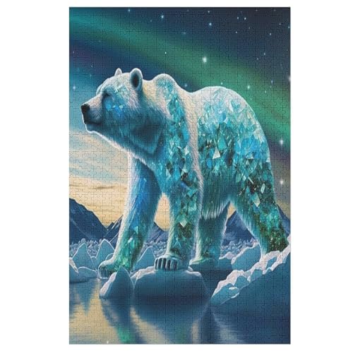 Eisbär -Puzzle, 1000 Teile,Holzpuzzle Für Erwachsene Kinder, Lustiges Spielzeug, Denkspiel, Spielzeug, Bildungsspiel, Herausforderung, Pädagogisch, （78×53cm） von AAPZY