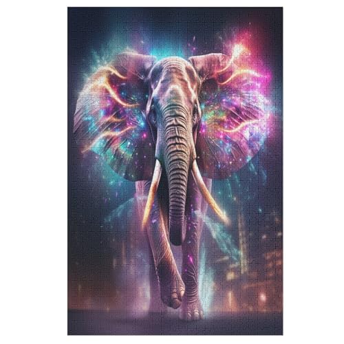 Elefant Holzpuzzle 1000 Teile, Knobelspiele Für Erwachsene, Teenager, Puzzles Unmögliche - Kinder Puzzle Zimmer Deko （78×53cm） von AAPZY