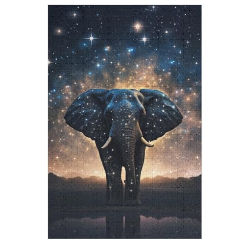 Elefant Holzpuzzle 1000 Teile, Knobelspiele Für Erwachsene, Teenager, Puzzles Unmögliche - Kinder Puzzle Zimmer Deko 78×53cm von AAPZY