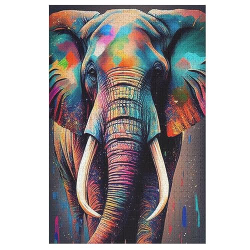 Elefant Holzpuzzle 1000 Teile, Knobelspiele Für Erwachsene, Teenager, Puzzles Unmögliche - Kinder Puzzle Zimmer Deko 78×53cm von AAPZY