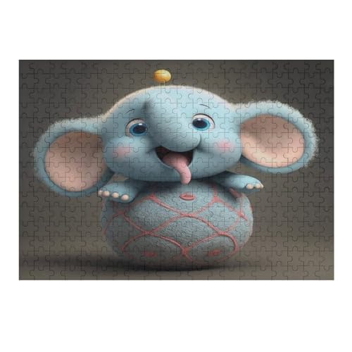 Elefant Holzpuzzle 300 Teile, Knobelspiele Für Erwachsene, Teenager, Puzzles Unmögliche - Kinder Puzzle Zimmer Deko （40×28cm） von AAPZY