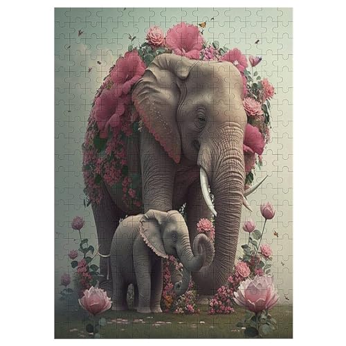 Elefant Holzpuzzle 300 Teile,Puzzles Für Erwachsene, Impossible Puzzle, Geschicklichkeitsspiel Für Die Ganze Familie,Home Dekoration Puzzle, Puzzle Kinder Legespiel （42×30cm） von AAPZY