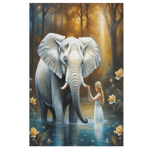 Elefant Holzpuzzle Erwachsene - 1000 Teiliges Jigsaw Knobelspiel - Puzzle Für Erwachsene & Kinder - Outdoor & Reisespielzeug - Geduldspiel 78×53cm von AAPZY