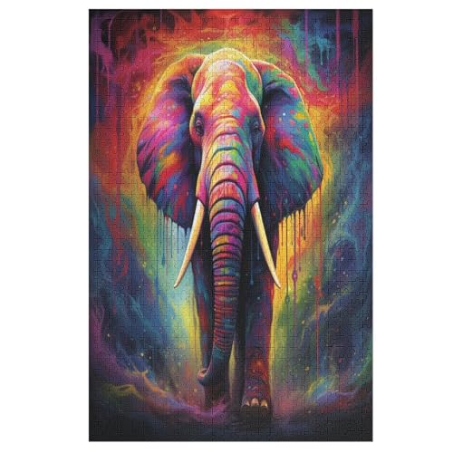 Elefant -Puzzle, 1000 Teile,Holzpuzzle Für Erwachsene Kinder, Lustiges Spielzeug, Denkspiel, Spielzeug, Bildungsspiel, Herausforderung, Pädagogisch, 78×53cm von AAPZY