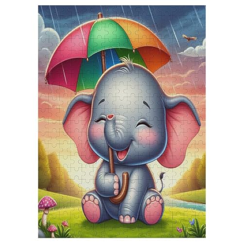 Elefant -Puzzle, 300 Teile,Holzpuzzle Für Erwachsene Kinder, Lustiges Spielzeug, Denkspiel, Spielzeug, Bildungsspiel, Herausforderung, Pädagogisch, 42×30cm von AAPZY