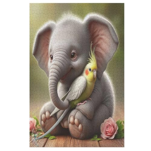 Elefant Puzzle 1000 Teile, Holzpuzzle Für Erwachsene, Impossible Puzzle, Geschicklichkeitsspiel Für Die Ganze Familie, Puzzle Farbenfrohes Legespiel Kinder Puzzles 78×53cm von AAPZY