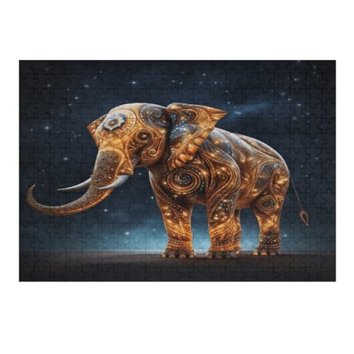 Elefant Puzzle 300 Teile, Holzpuzzle Für Erwachsene, Impossible Puzzle, Geschicklichkeitsspiel Für Die Ganze Familie, Puzzle Farbenfrohes Legespiel Kinder Puzzles （40×28cm） von AAPZY