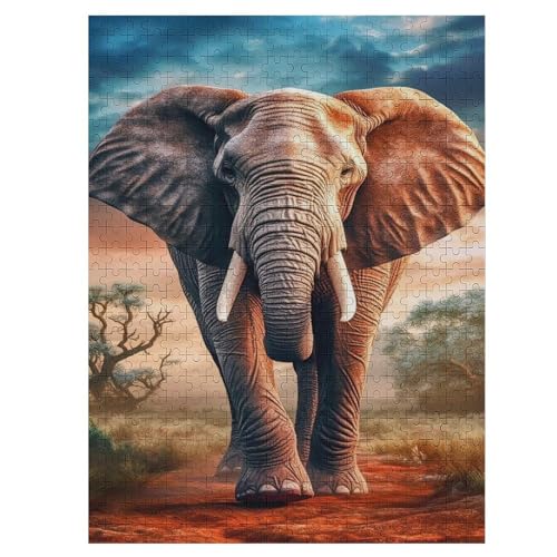 Elefant – Puzzle 500 Teile, Holzpuzzle, Herausforderndes Geschicklichkeitsspiel Für Die Ganze Familie, Kinder Erwachsenenpuzzle Ab 12 Jahren （55×41cm） von AAPZY