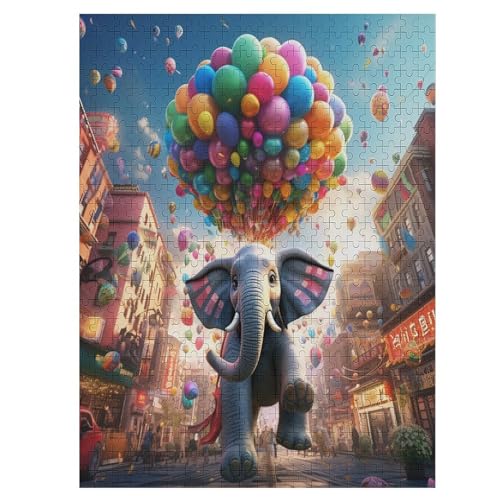 Elefant Puzzle 500 Teile, Holzpuzzle Für Erwachsene, Impossible Puzzle, Geschicklichkeitsspiel Für Die Ganze Familie, Puzzle Farbenfrohes Legespiel Kinder Puzzles （55×41cm） von AAPZY