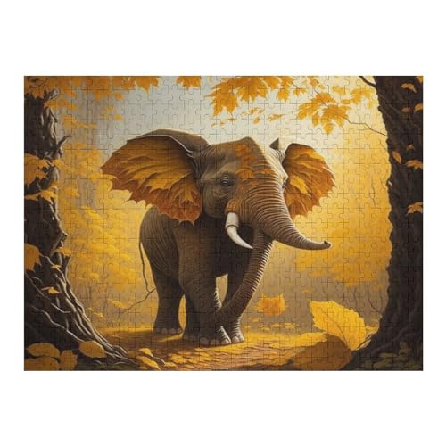 Elefant Puzzle Für Erwachsene 500 Teile Premium 100% Recyceltes Brett Zum Lernen, Lernspielzeug, Familienspiele Kinder Holzpuzzle （52×38cm） von AAPZY