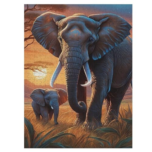 Elefant Puzzles 500 Teile Erwachsener Kniffel Spaß Für Die Ganze Familie - 500 Puzzleteilige Motive, Holzpuzzle Kinder Erwachsene, Impossible Puzzle Schwer （55×41cm） von AAPZY