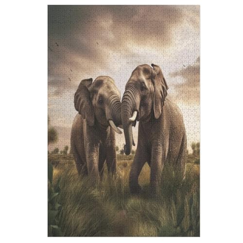 Elefants Puzzles 1000 Teile Für Jugendliche Kreatives Holzpuzzlespielzeug Familienspiel Schwierigkeitsgrad Herausforderungspuzzles 78×53cm von AAPZY