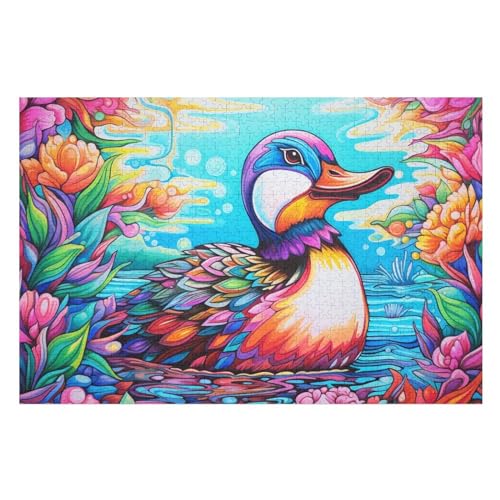 Ente Holzpuzzle 1000 Teile, Knobelspiele Für Erwachsene, Teenager, Puzzles Unmögliche - Kinder Puzzle Zimmer Deko （75×50cm） von AAPZY