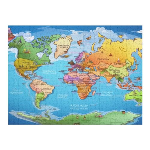 Europakarte 500 Teile Puzzle Für Erwachsene, Herausforderung Puzzles - Familienpuzzle Verringerter Druck Schwieriges Puzzle Rahmen Holzpuzzle Für Erwachsene Kinder 12+ （52×38cm） von AAPZY