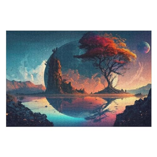 Fantasy-Landschaft Holzpuzzle 1000 Teile,Puzzles Für Erwachsene, Impossible Puzzle, Geschicklichkeitsspiel Für Die Ganze Familie,Home Dekoration Puzzle, Puzzle Kinder Legespiel （75×50cm） von AAPZY