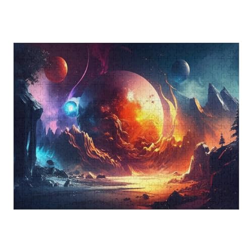 Fantasy-Landschaft -Puzzle, 500 Teile,Holzpuzzle Für Erwachsene Kinder, Lustiges Spielzeug, Denkspiel, Spielzeug, Bildungsspiel, Herausforderung, Pädagogisch, （52×38cm） von AAPZY