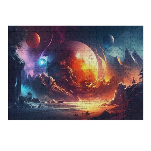 Fantasy-Landschaft Puzzle 300 Teile, Holzpuzzle Für Erwachsene, Impossible Puzzle, Geschicklichkeitsspiel Für Die Ganze Familie, Puzzle Farbenfrohes Legespiel Kinder Puzzles （40×28cm） von AAPZY