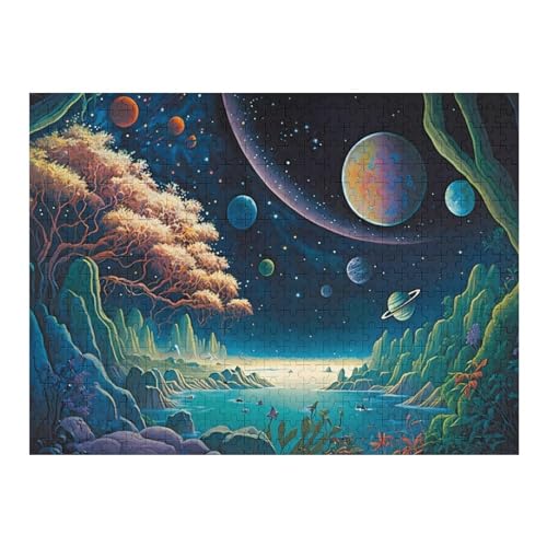 Fantasy-Landschaft – Puzzle 500 Teile, Holzpuzzle, Herausforderndes Geschicklichkeitsspiel Für Die Ganze Familie, Kinder Erwachsenenpuzzle Ab 12 Jahren （52×38cm） von AAPZY